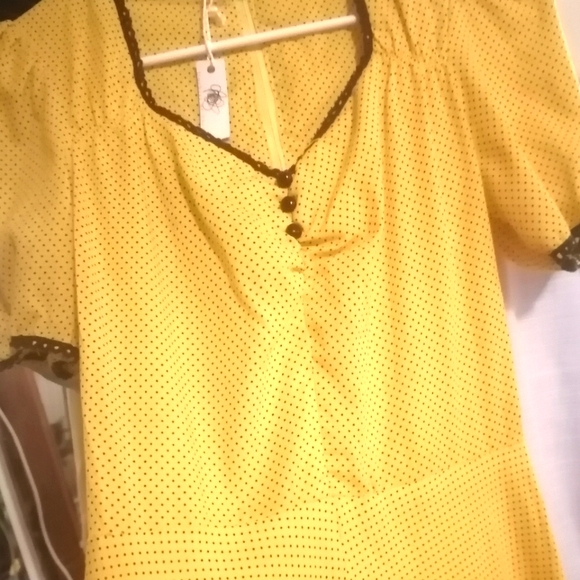 Vintage yellow polka dot dress - Picture 5 of 6